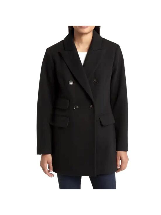 BCBGMaxAzria Jackets & Blazers - NWT BCBGMaxAzria Black Pea Coat Longline Size L